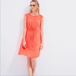 J. Crew Chiffon Textured Zig Zag Dress In Neon Persimmon Orange 2